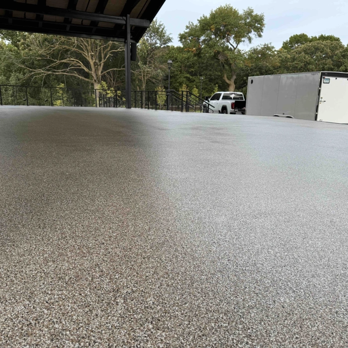 Outside Concrete Coating | Epoxy flake patio deck epoxy finish